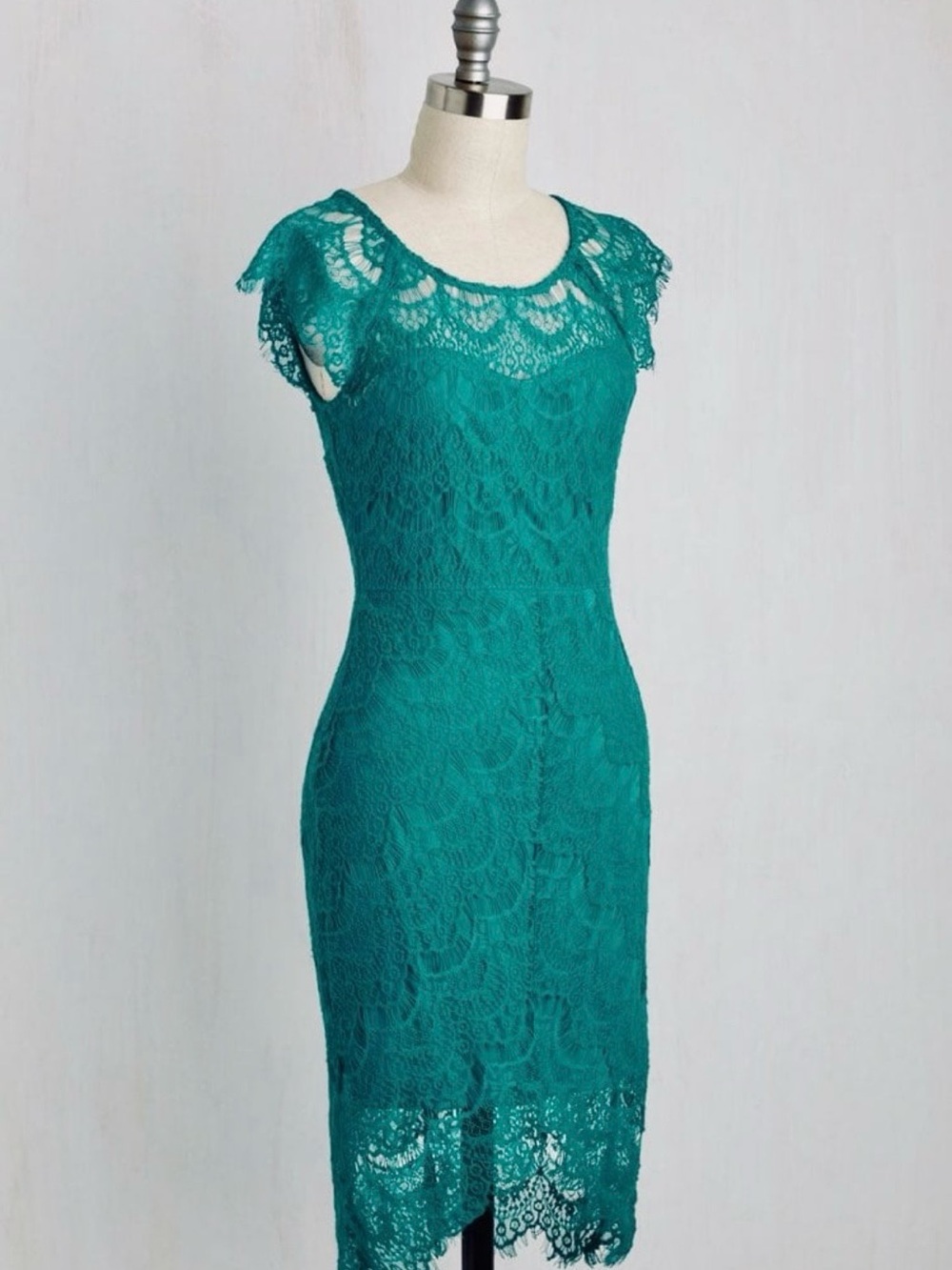 Modcloth Teal Lace Midi Dress